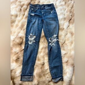 American Eagle Outfitters Ripped Blue Skinny Jeans